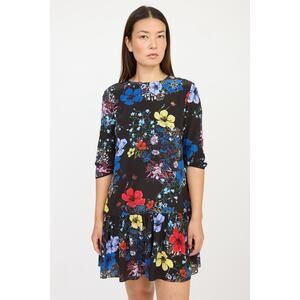 Erdem Emmie Multicolor Silk Floral Ruffled Dress Garden Whimsical Designer Sz 4